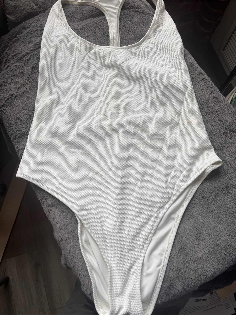aerie White Textured One-Piece Swimsuit